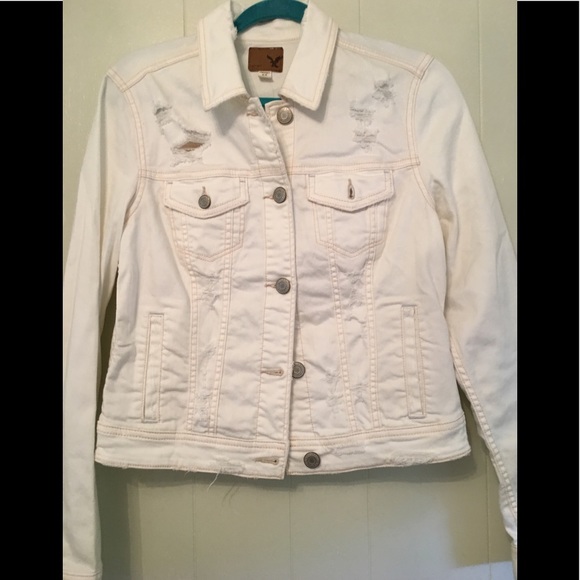 American Eagle Outfitters Jackets & Blazers - NWT American Eagle Distressed White Jean Jacket M